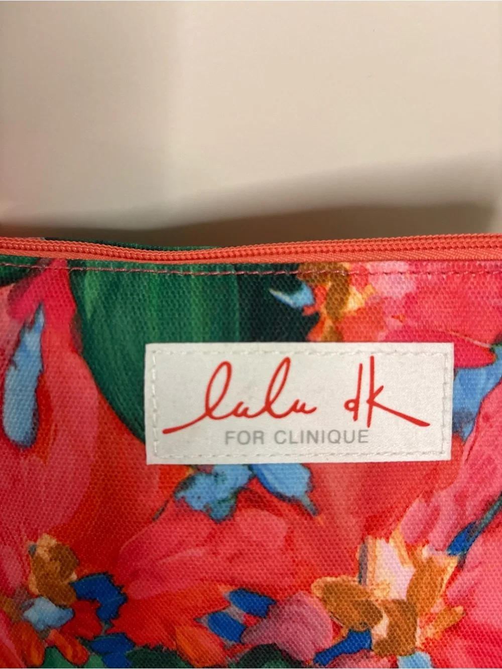 Lulu DK x Clinique Floral Cosmetic Bag Hibiscus Print Makeup Pouch NWT